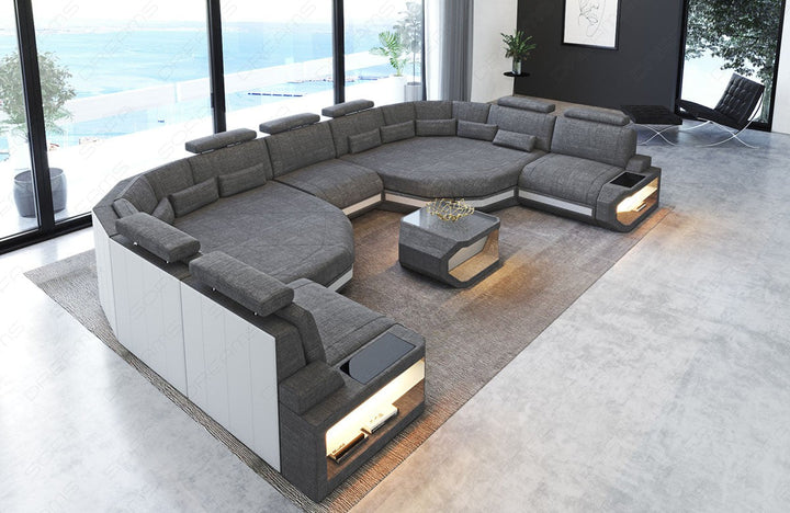 Modernes Polster Sofa Asti XXL in grau - Hugo5 Strukturstoff