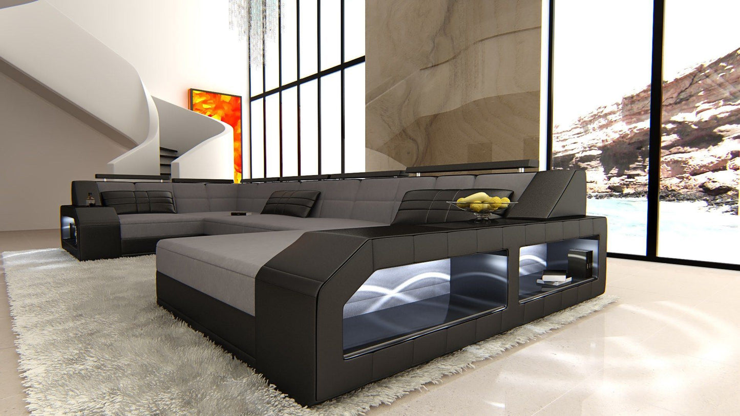 Fabric Sectional Aroba With Led And Usb