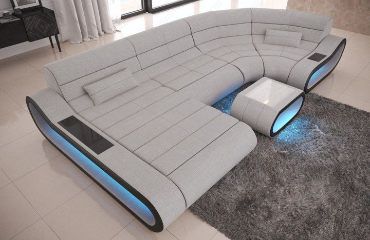Moderne Polsterstoff Wohnlandschaft Concept U Form in macchiato - Hugo2