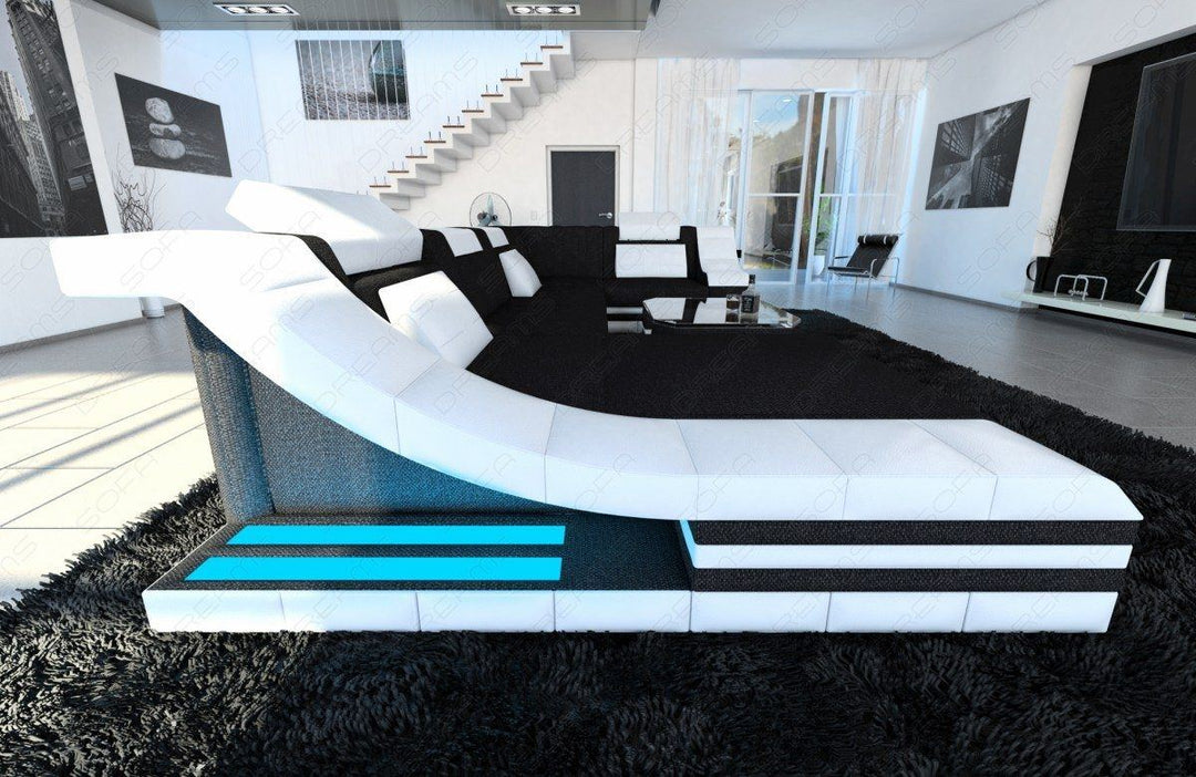 Stoffcouch U Form Turino U Form mit LED schwarz Hugo 13
