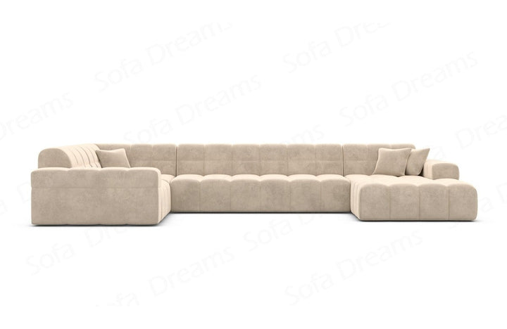 Polster Wohnlandschaft Ibiza U Form mit Samtstoff Bezug in Beige