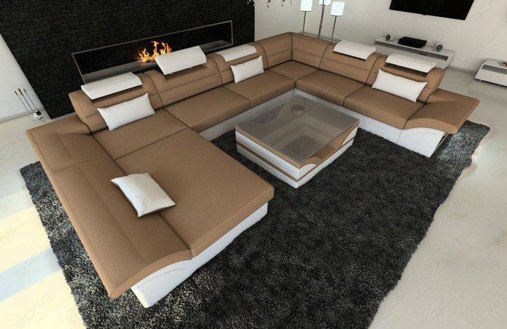Stoff Wohnlandschaft Enzo XXL in cappuccino - Mineva6