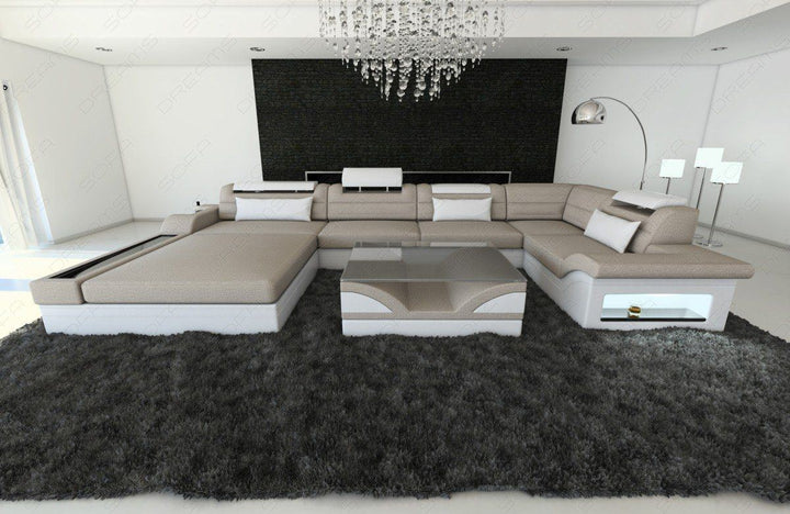 Design Polster Wohnlandschaft Mezzo U Form in macchiato - Hugo2 Strukturstoff