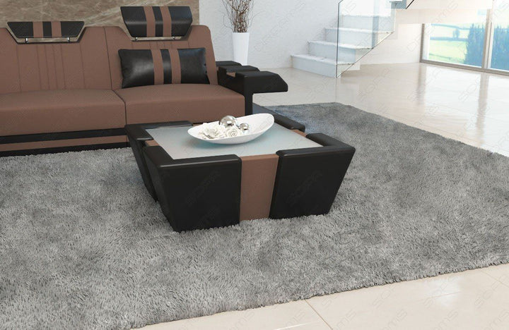 Couchtisch Apollonia in hellbraun - Mineva5 Mikrofaser Stoff