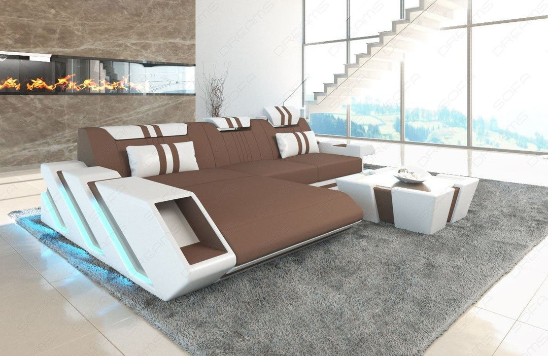 Polster Ecksofa Apollonia L Form Mikrofaser in hellbraun - Mineva5