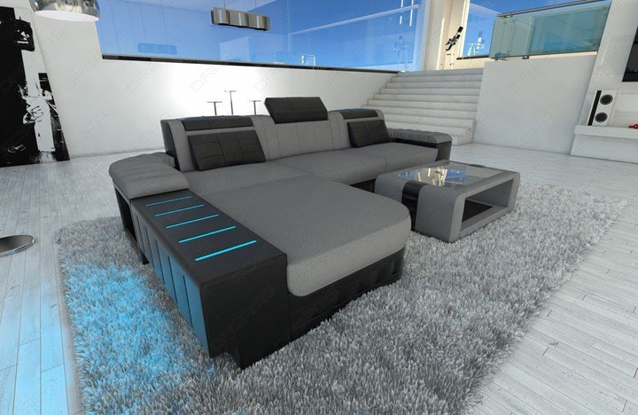 Stoffcouch Bellagio L Form in hellgrau - Mineva12