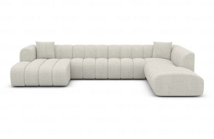 Polsterstoff Wohnlandschaft Almagro U Form XXL mit Boucl??stoff Bezug - Weiss