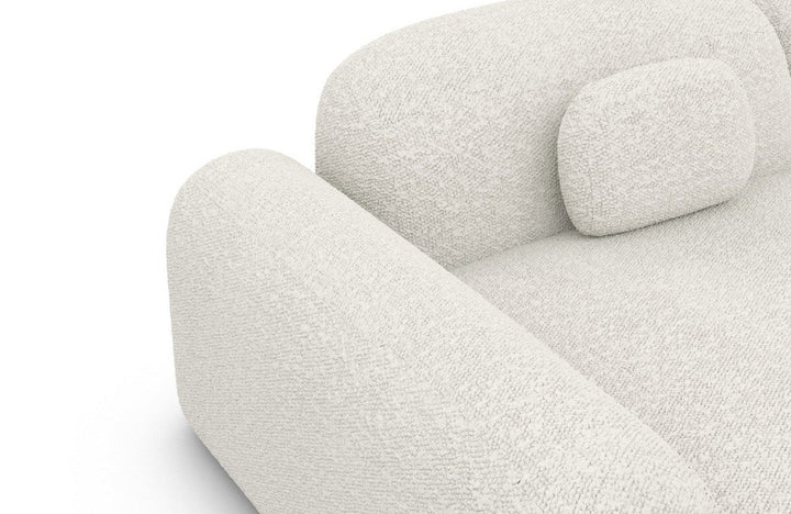 Luxus Polster Couch Barcelona L Form kurz mit Boucl??stoff Bezug - Weiss - Detailansicht