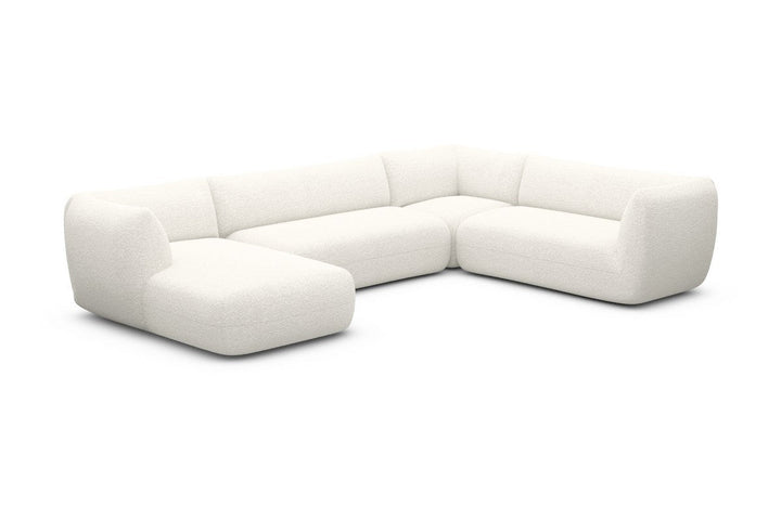 Design Polster Wohnlandschaft Madrid XXL mit Boucl??stoff Bezug - Weiss 
