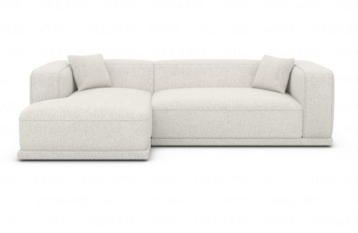 Elegante Eckcouch Merida L Form kurz mit Boucl??stoff Bezug - Weiss