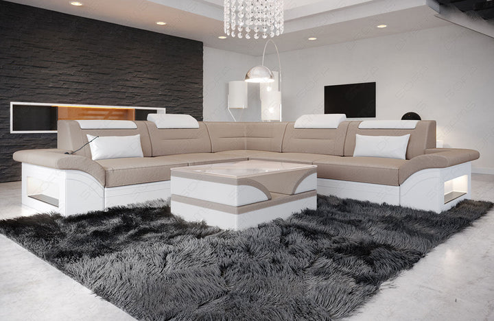 Polster Ecksofa Brianza L Form in beige - Altara1B Wildleder Optik