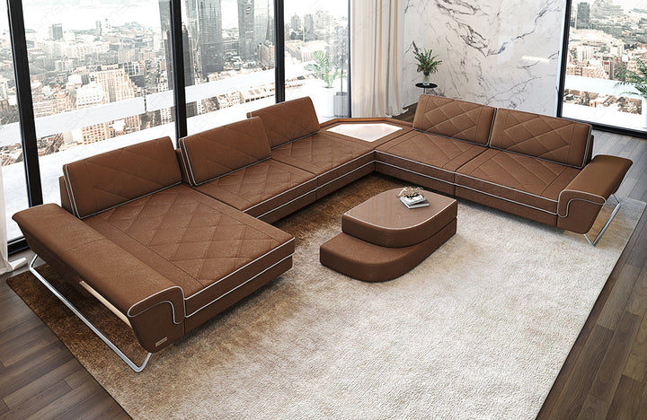 Polster Wohnlandschaft Ferrara XXL in camel - Altara2b Wildleder Optik