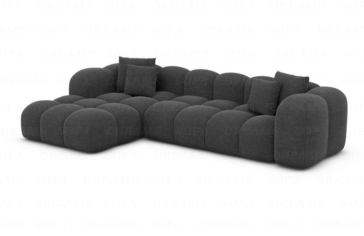 Polster Ecksofa Formentera L Form kurz Strukturstoff in Anthrazit