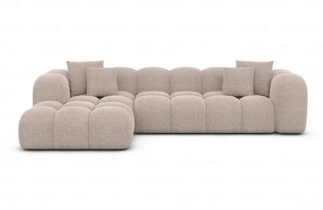 Polster Ecksofa Formentera L Form kurz Strukturstoff in Beige
