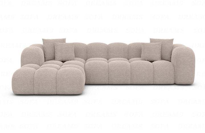 Polster Ecksofa Formentera L Form kurz Strukturstoff in Beige