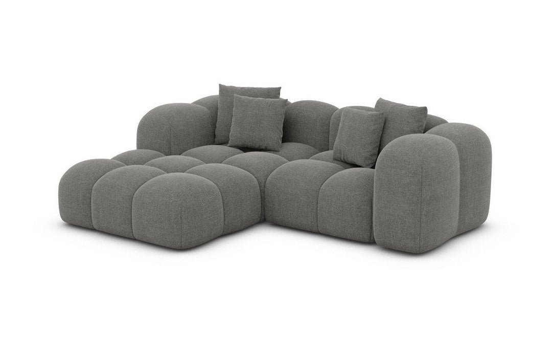 Moderne Stoffcouch Formentera L Form Mini mit Strukturstoff Bezug - Dunkelgrau
