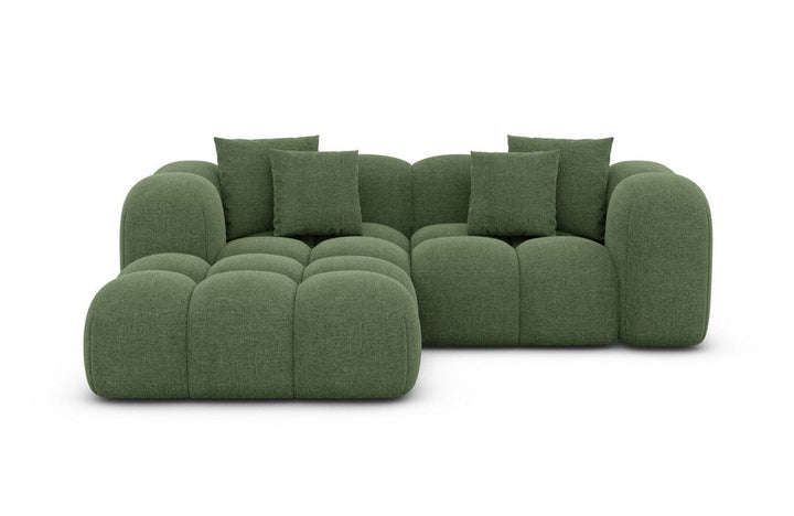 Moderne Stoffcouch Formentera L Form Mini mit Strukturstoff Bezug - Gr?¬n