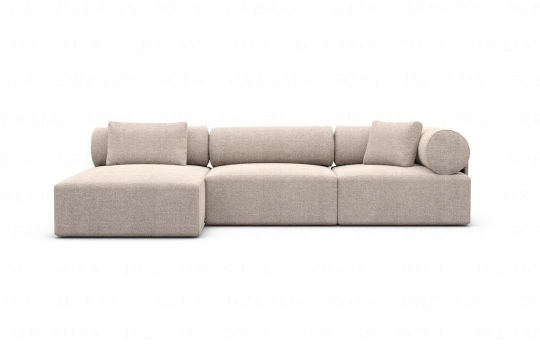 Modernes Stoffsofa Laguardia L Form kurz in Strukturstoff - Beige