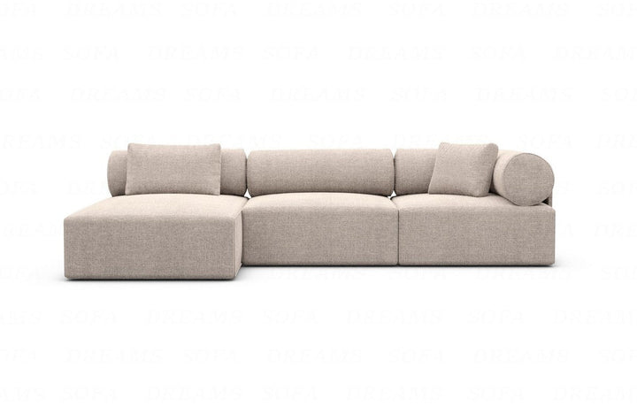 Modernes Stoffsofa Laguardia L Form kurz in Strukturstoff - Beige