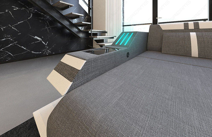 Moderne Stoffcouch Ravenna L Form in grau - Hugo5 Strukturstoff