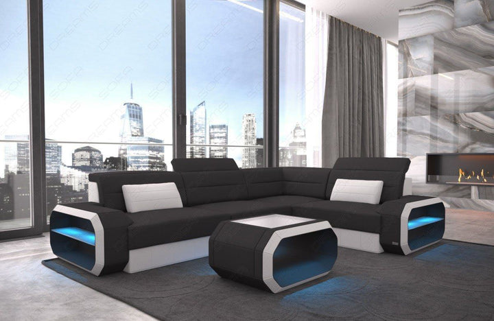 Polster Ecksofa Verona L Form in schwarz - Mineva14 Mikrofaser Stoff