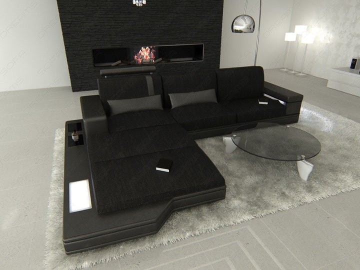Modernes Ecksofa Messana L Form in komplett schwarz Hugo 14
