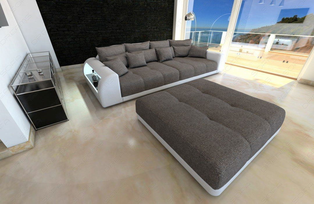 XXL Big Sofa Miami mit LED-Beleuchtung in hellgrau - Hugo19 - (Hocker und LED Beleuchtung optional erhÃ¤ltlich)