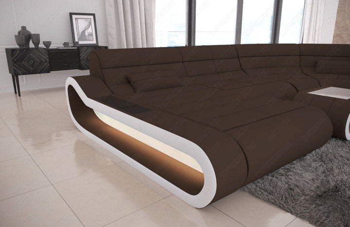 Polster Wohnlandschaft Concept U Form in dunkelbraun - Mineva7 Mikrofaser Stoff