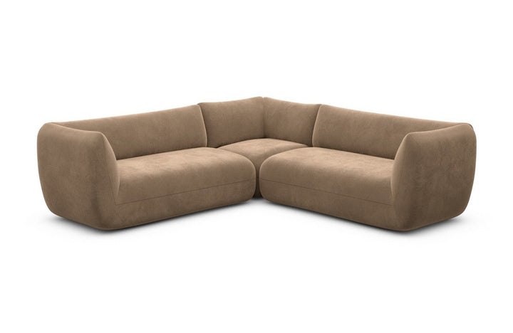 Design Stoff Eckcouch Madrid L Form mit Samtstoff Bezug - Braun