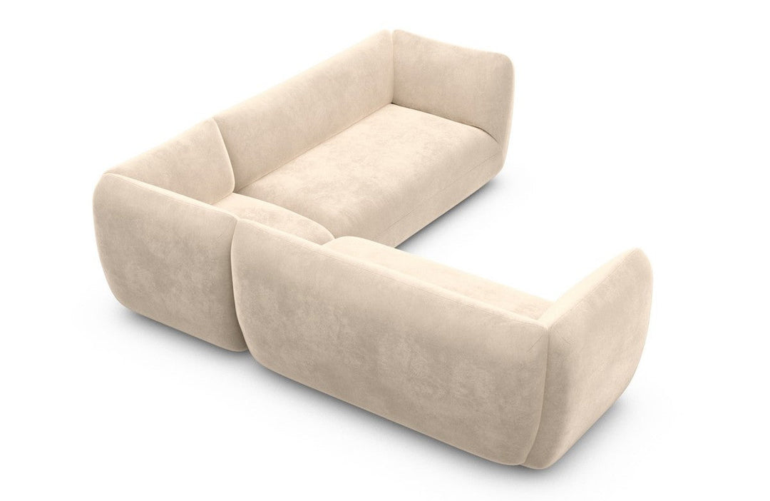 Design Stoff Eckcouch Madrid L Form mit Samtstoff Bezug - Creme