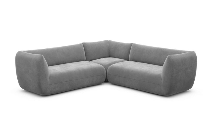 Design Stoff Eckcouch Madrid L Form mit Samtstoff Bezug - Dunkelgrau
