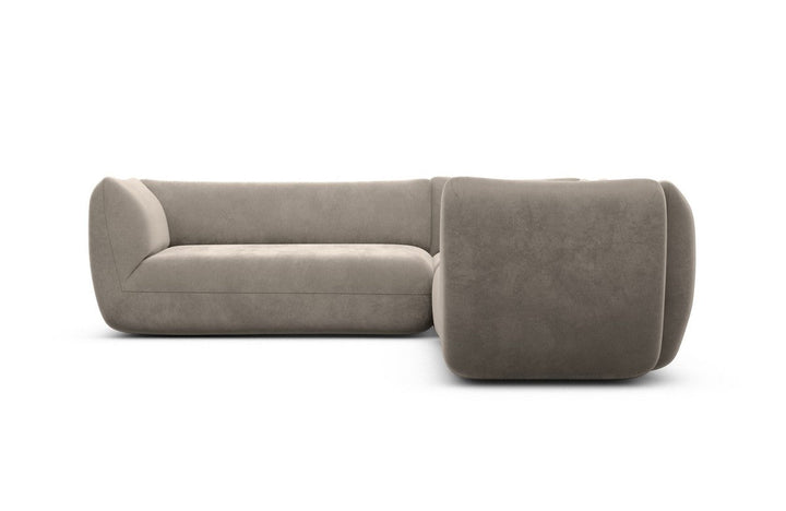 Design Stoff Eckcouch Madrid L Form mit Samtstoff Bezug - Grau
