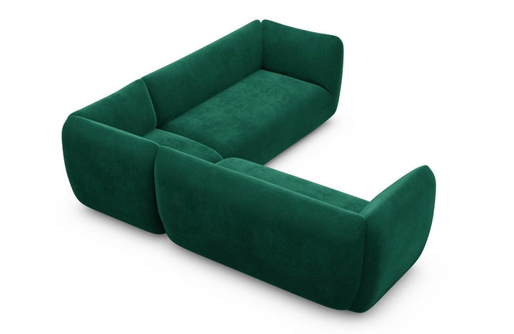 Design Stoff Eckcouch Madrid L Form mit Samtstoff Bezug - Gr?¬n