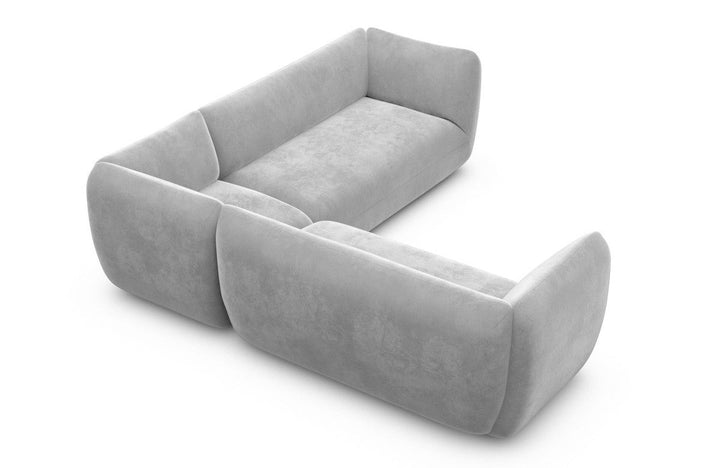Design Stoff Eckcouch Madrid L Form mit Samtstoff Bezug - Hellgrau