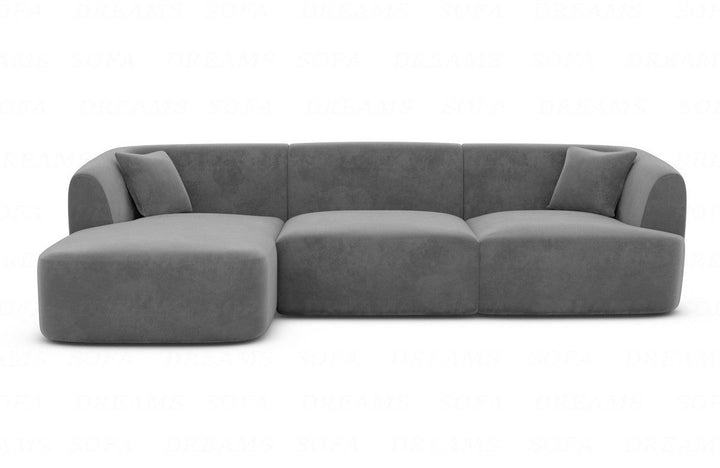 Polsterstoff Eck-Sofa Tabarca L Form kurz mit Samtstoff Bezug in Dunkelgrau