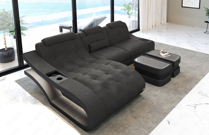 Moderners Ecksofa Elegante L Form mit Altara Stoffbezug in Warmgrey7b