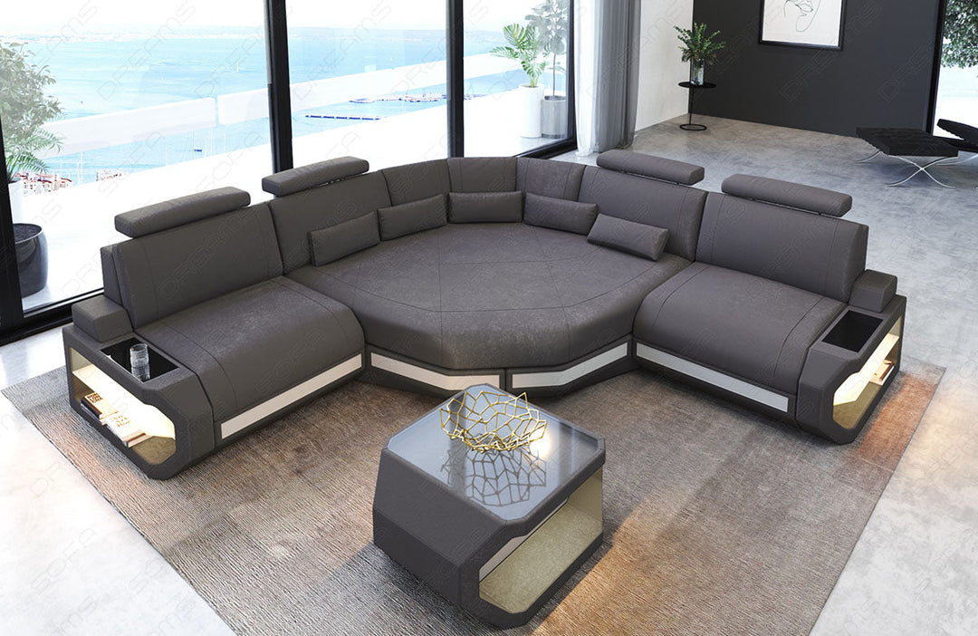 Polster Ecksofa Asti L Mini mit Altara Stoffbezug in Taupe-3a