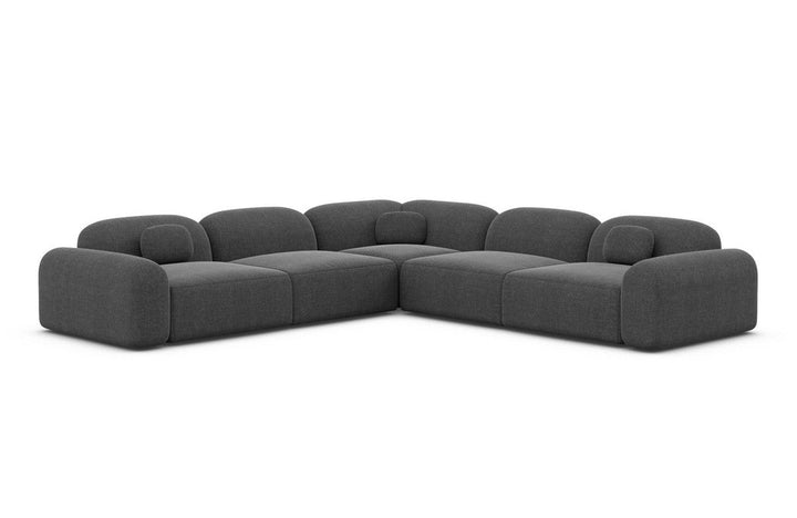 Design Polster Ecksofa Barcelona L Form mit Strukturstoff Bezug - Anthrazit
