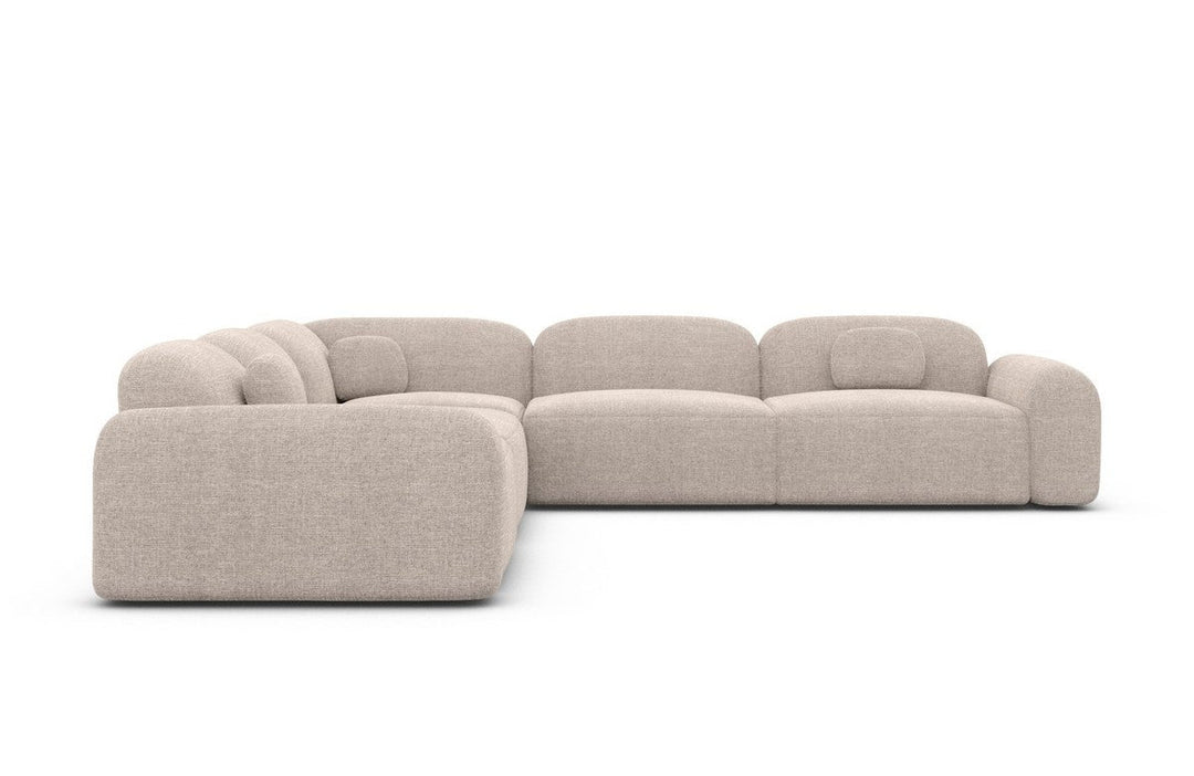 Design Polster Ecksofa Barcelona L Form mit Strukturstoff Bezug - Beige