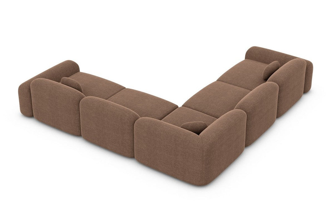 Design Polster Ecksofa Barcelona L Form mit Strukturstoff Bezug - Braun