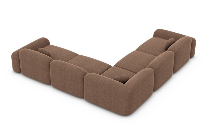 Design Polster Ecksofa Barcelona L Form mit Strukturstoff Bezug - Braun