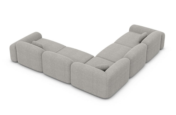 Design Polster Ecksofa Barcelona L Form mit Strukturstoff Bezug - Hellgrau