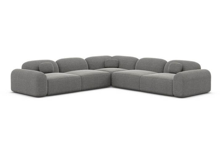 Design Polster Ecksofa Barcelona L Form mit Strukturstoff Bezug - Dunkelgrau