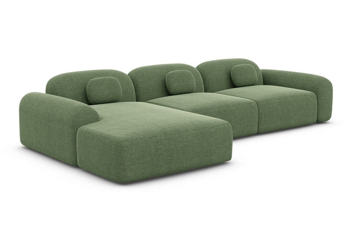Modernes Ecksofa Barcelona L Form kurz mit Strukturstoff Bezug - Gr?¬n