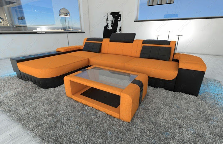 Stoff Sofa Bellagio L Form Mikrofaser in apricot - Mineva16