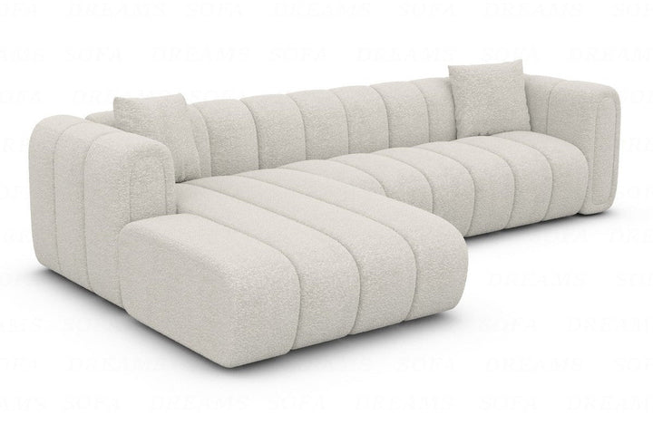Moderne Polster Eckcouch Almagro L Form kurz mit Boucl??stoff - Weiss
