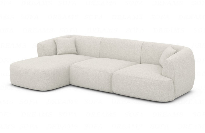 Design Polstersofa Tabarca L Form kurz mit Boucl??stoff Bezug in Wei??