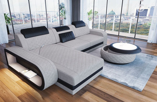 Fabric Sofa Berlin Corner Sofa With Led And Fabric Cover