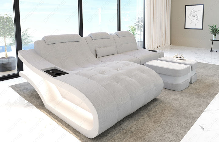 Polster Ecksofa Elegante L Form Strukturstoff in macchiato - Hugo2
