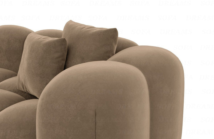 Design Stoff Ecksofa Formentera L Form kurz Samtstoff in Braun